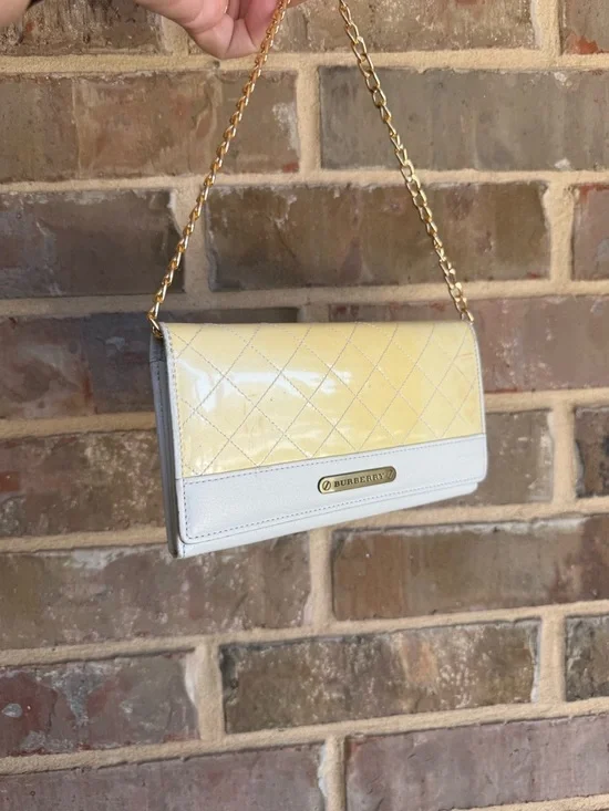 Burberry Yellow and White Quilted Leather Continental Wallet Passport Clutch - Picture 13 of 15